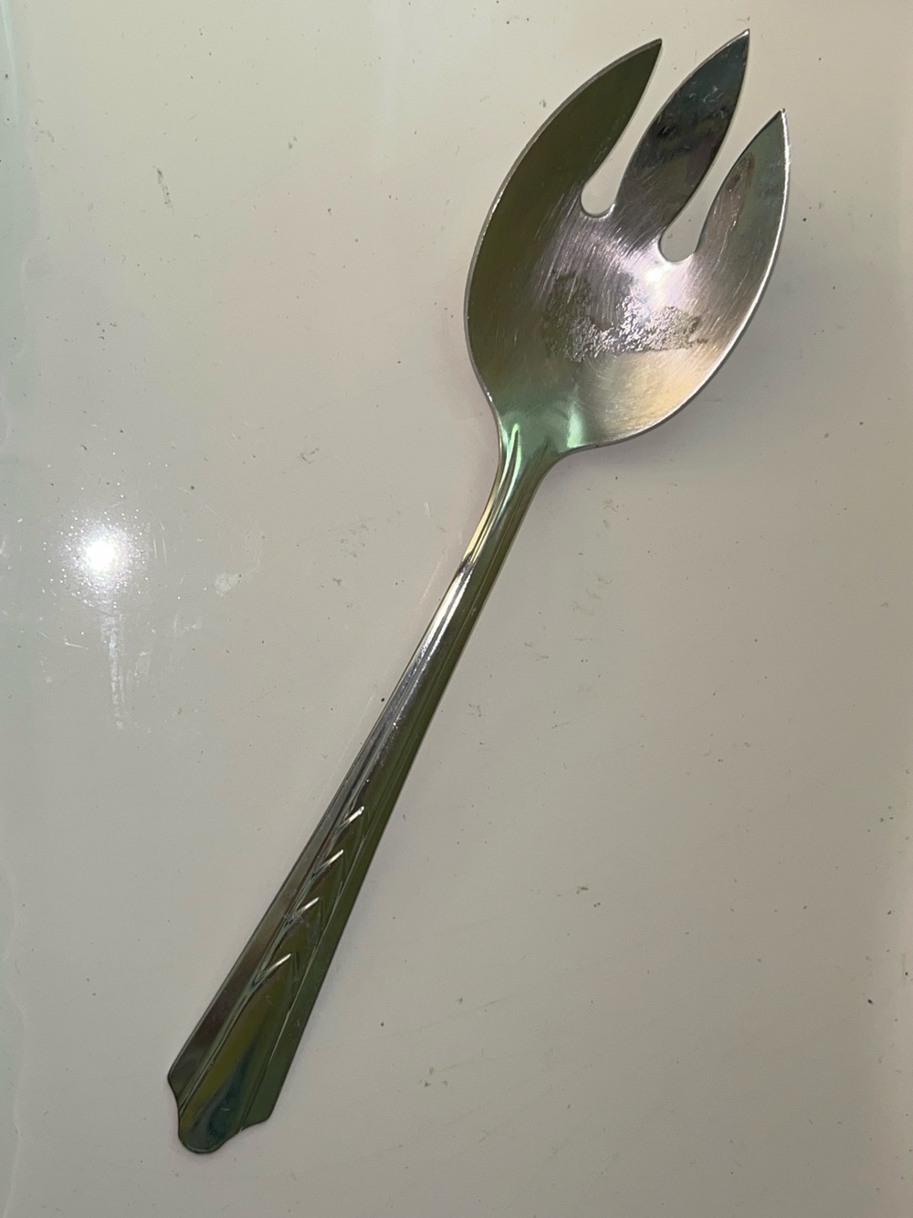 Vintage EKCO EKS7 pattern stainless steel serving spork / vegetable serving fork